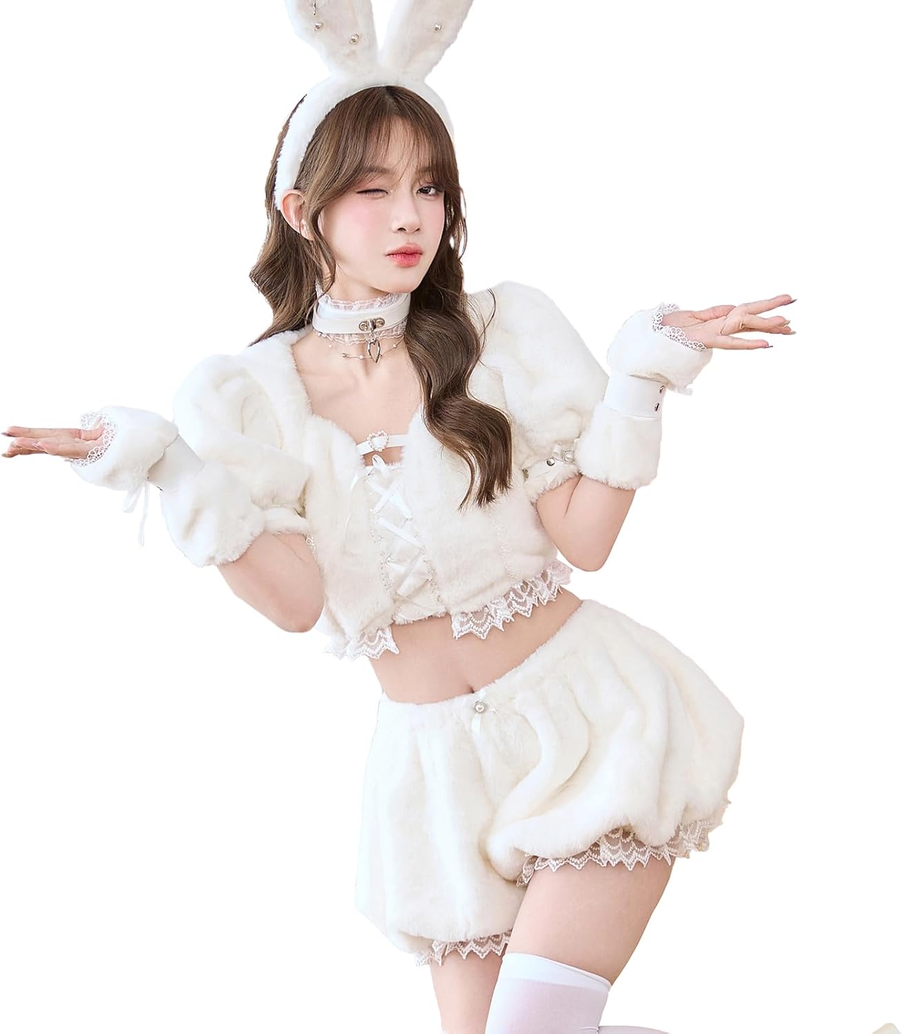[Malymoon] コスプレ アニマル 動物 バニー うさぎ 兎 ウサギ 白 もこもこ ふわふわ ふわもこ うさ…