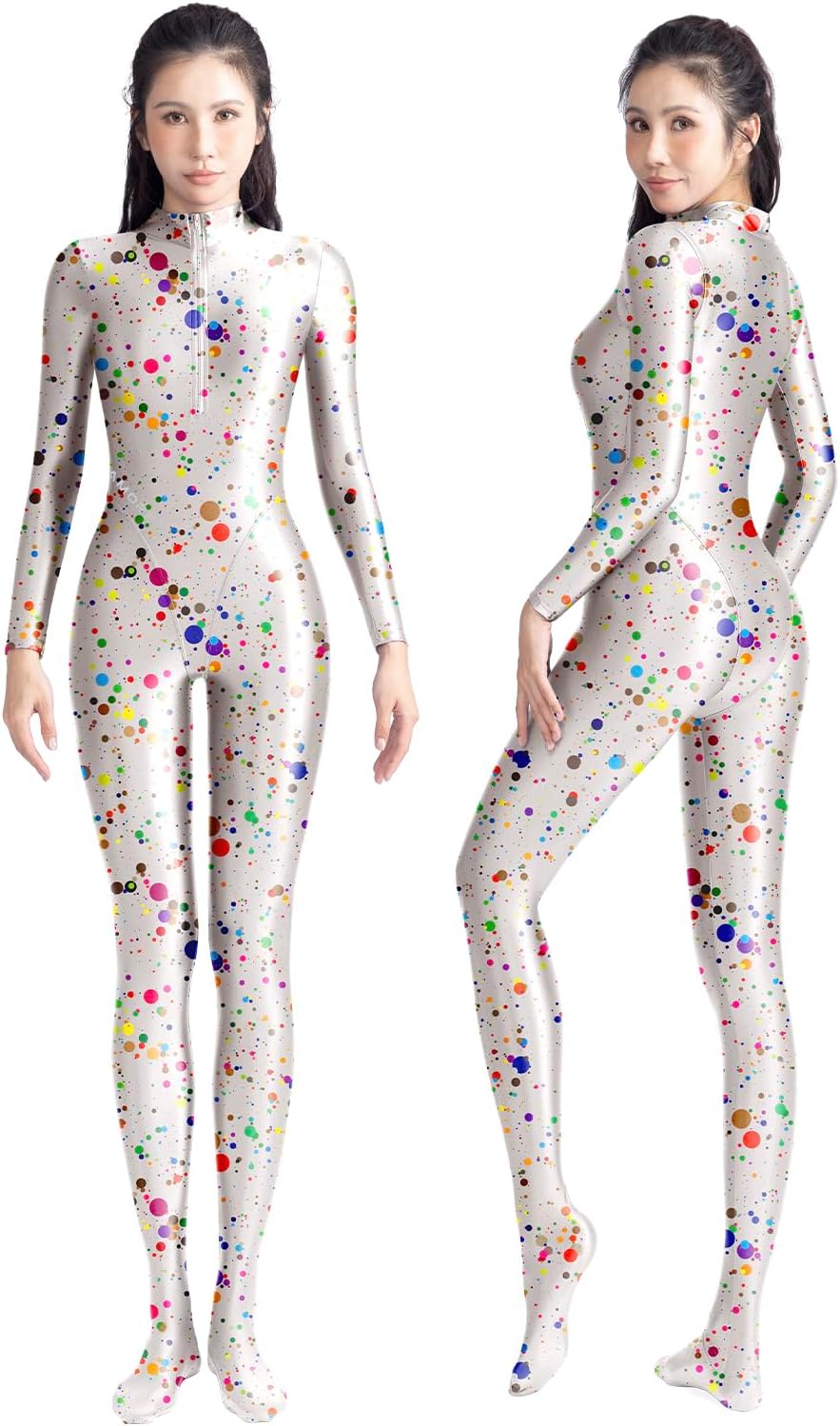 [AMORESY] アモレシー 公式 セレスティアシリーズ フロントジップ キャットスーツ ボディースーツ パター…