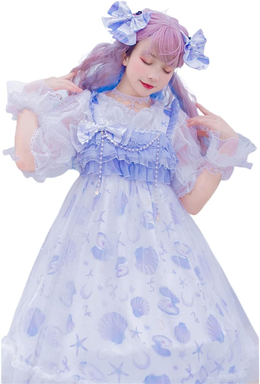 [milky time] ロリータ スウィートロリータ ワンピース ナチュラル オーガンジー シェル コスプレ コ…