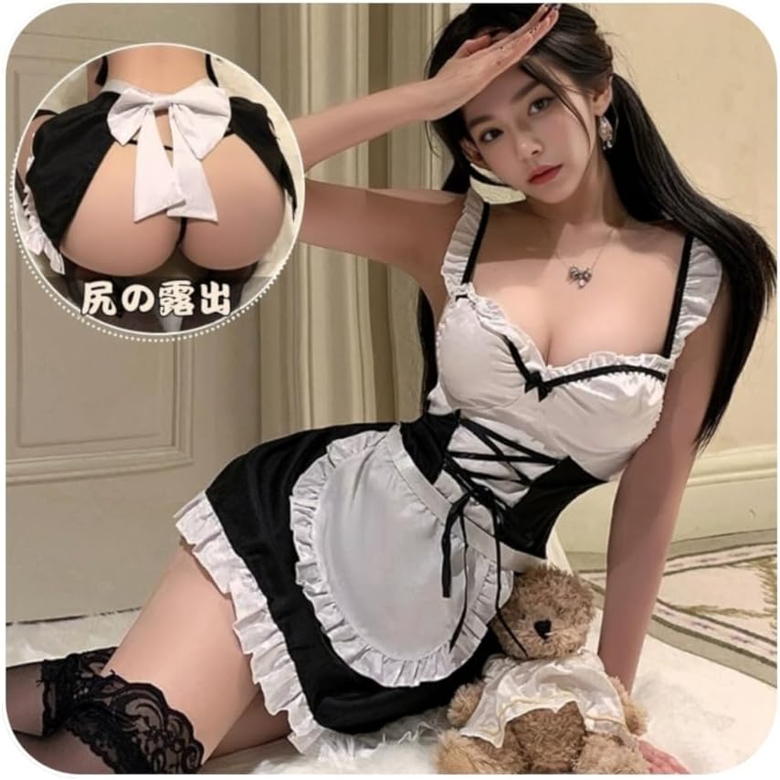 [LIKENNY] メイド服 メイド セクシー コスプレかわいい 情趣下着 エプロン ワンピース セット レディー…